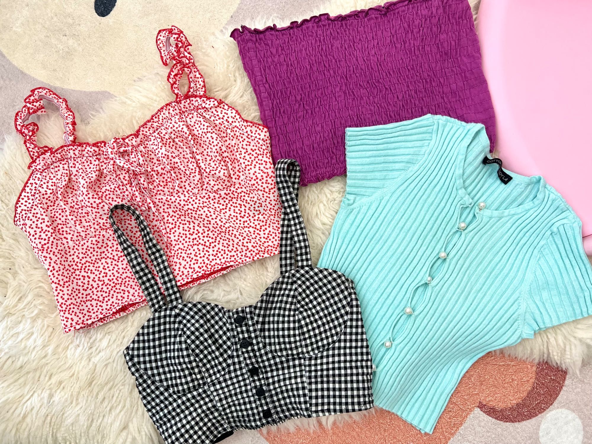 четири блузи/топа за 30 лв, zara Hm pull & bear mango pink shein