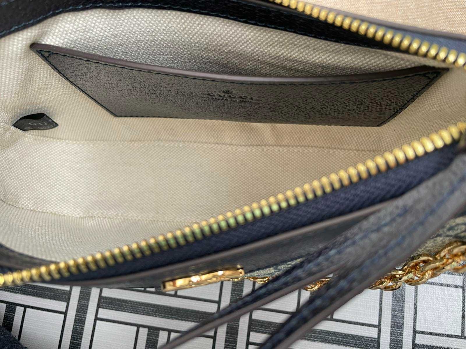Gucci Оригинална Малка Чанта Ophidia Гучи Supreme Син Canvas GG Лого
