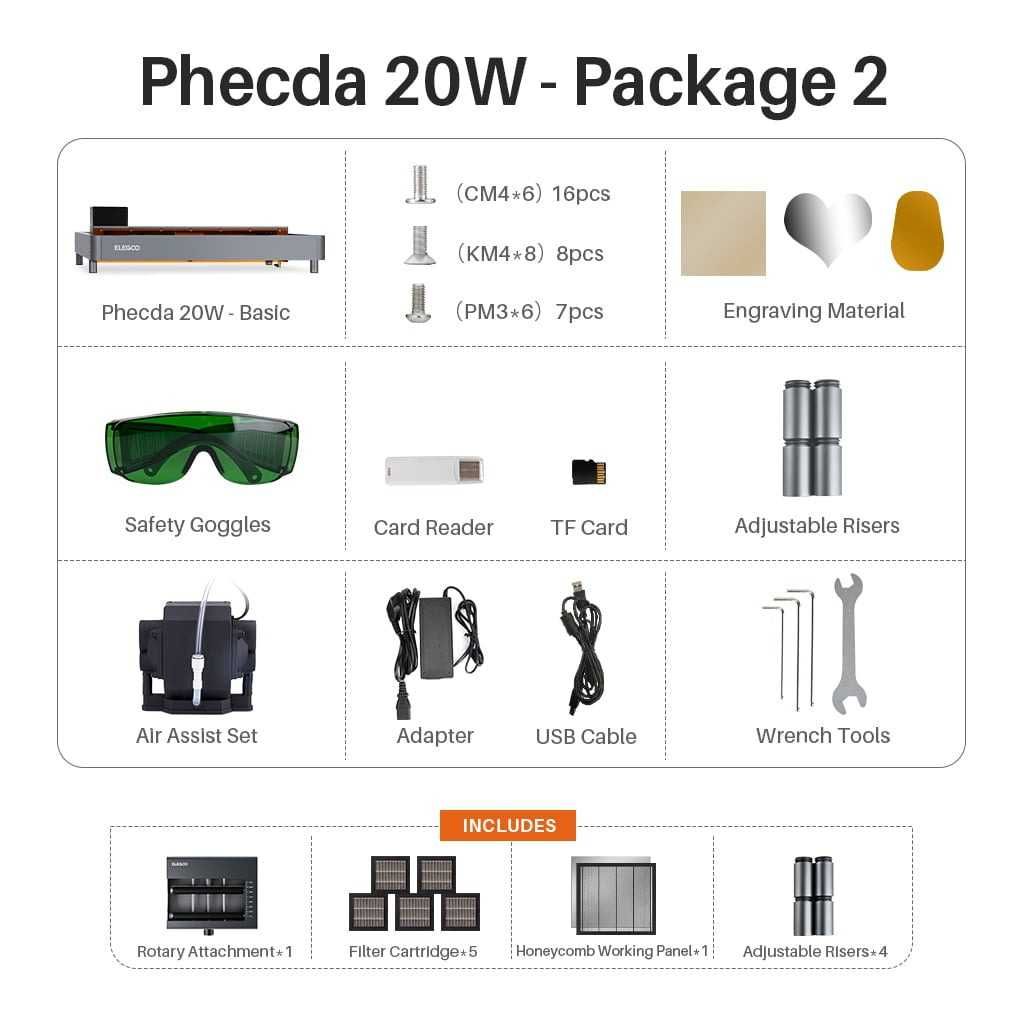 Лазерен гравир ELEGOO Phecda 20W