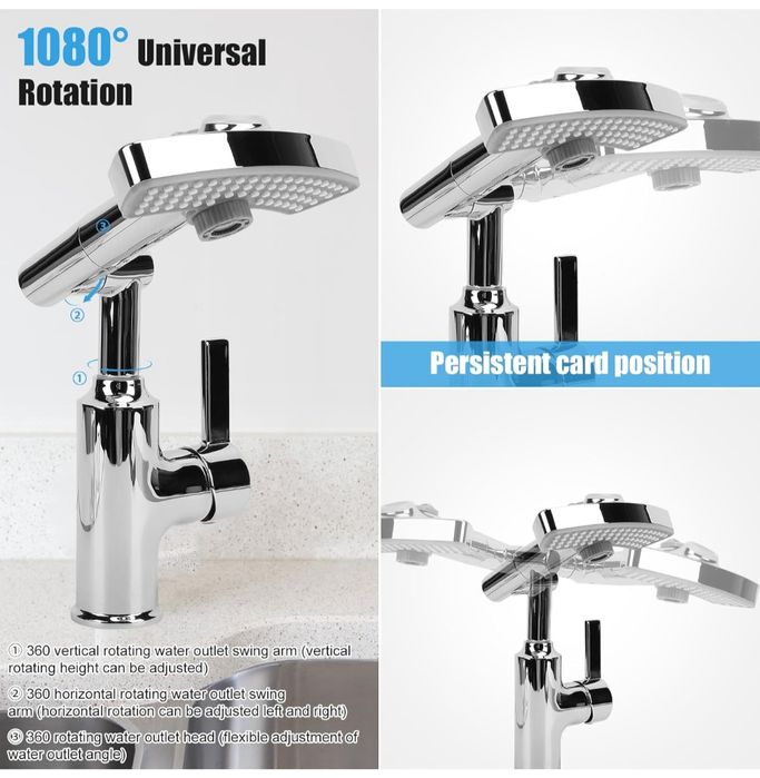 Baterie Baie Modernă – Gât Pivotant 1080°, cu Afișaj LED Temperatură