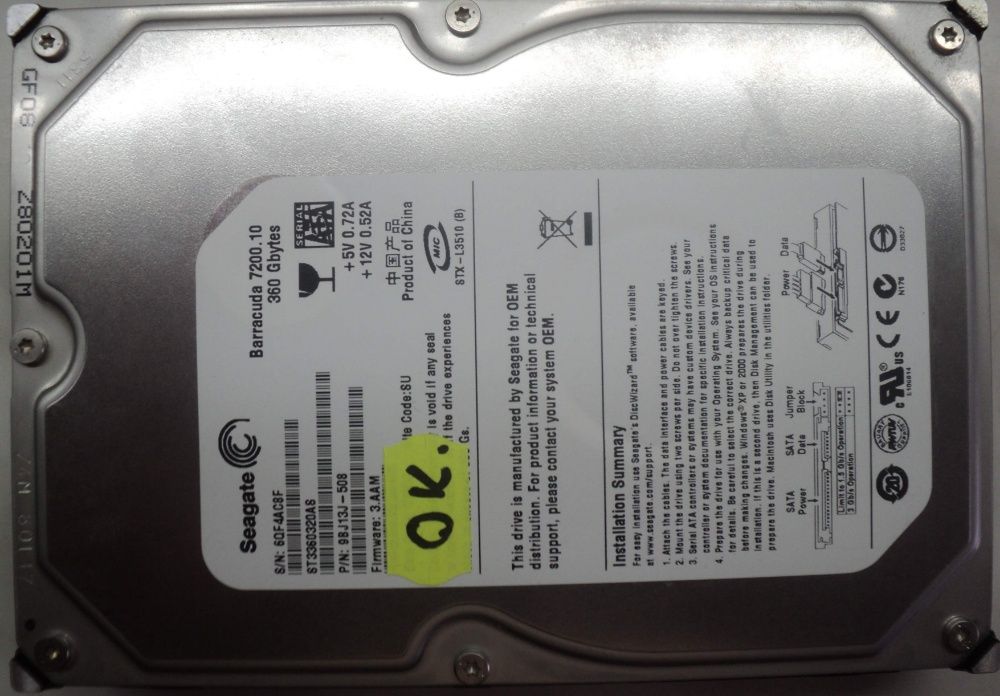 Hard Disk SATA 3,5" HDD-360 Gb Seagate CODE: ST3360320AS