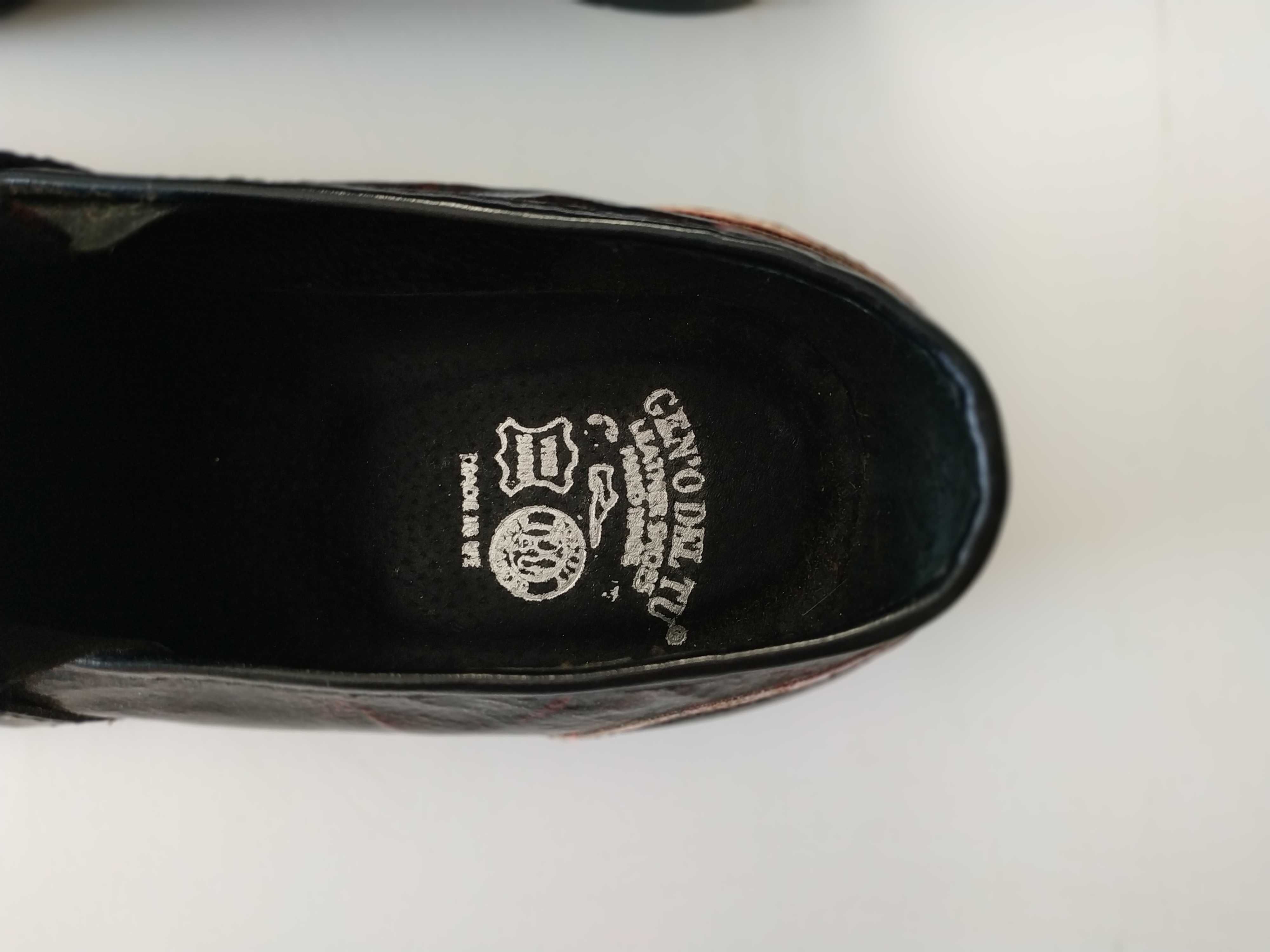 Pantofi bărbați Gen'o del tu, 100% piele, grena cu negru, hand made