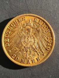 Moneda aur 20 mark 1910 Wilhelm II
