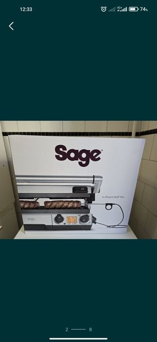 Gratar electric SAGE Smart Grill Pro BGR840BSS, 2400W, argintiu-negru