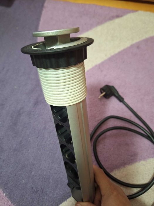 Stâlp aluminiu cu prize incastrat pentru blat 4xSchuko 230V 3500W