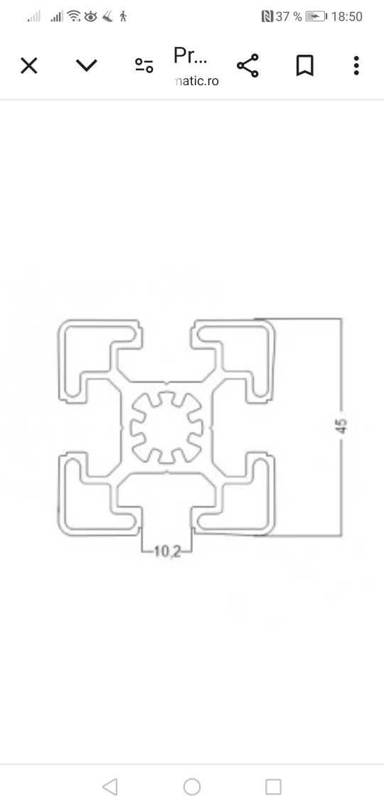 Profile din aluminiu 45x45 mm și conectori colțar, pentru confecții me