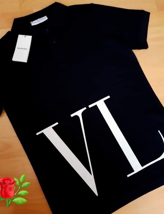 Tricou cu guler Valentino, bumbac, new model