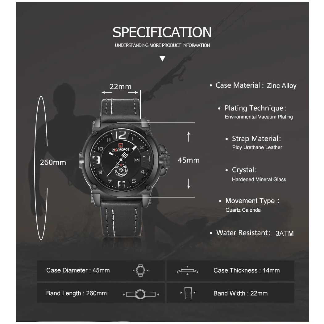Мъжки часовник Naviforce Quartz Watch, Дата, Ден, Водоустойчив