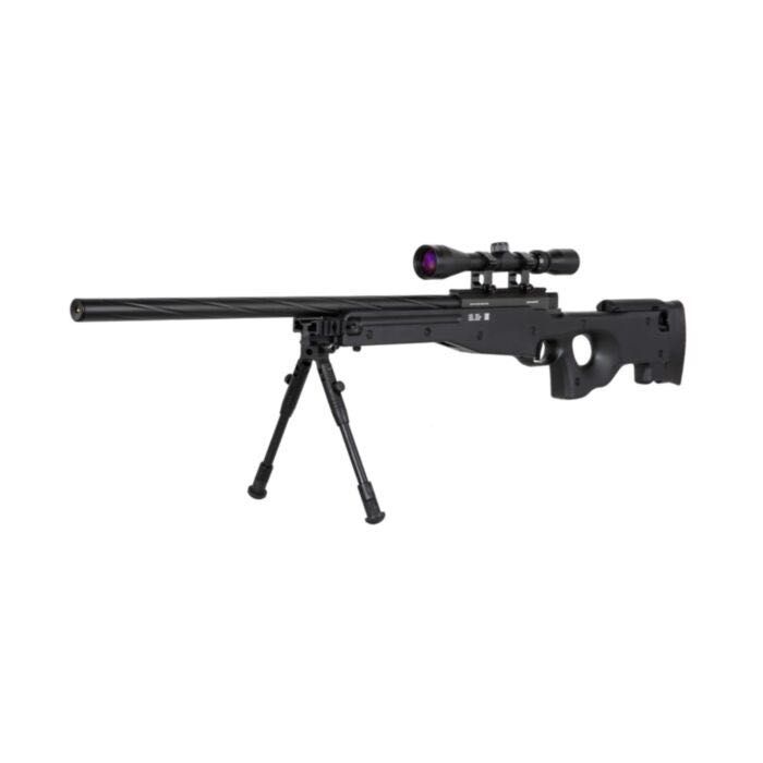 Replica sniper SA-S11 cu bipod si luneta Specna Arms Negru/AWP