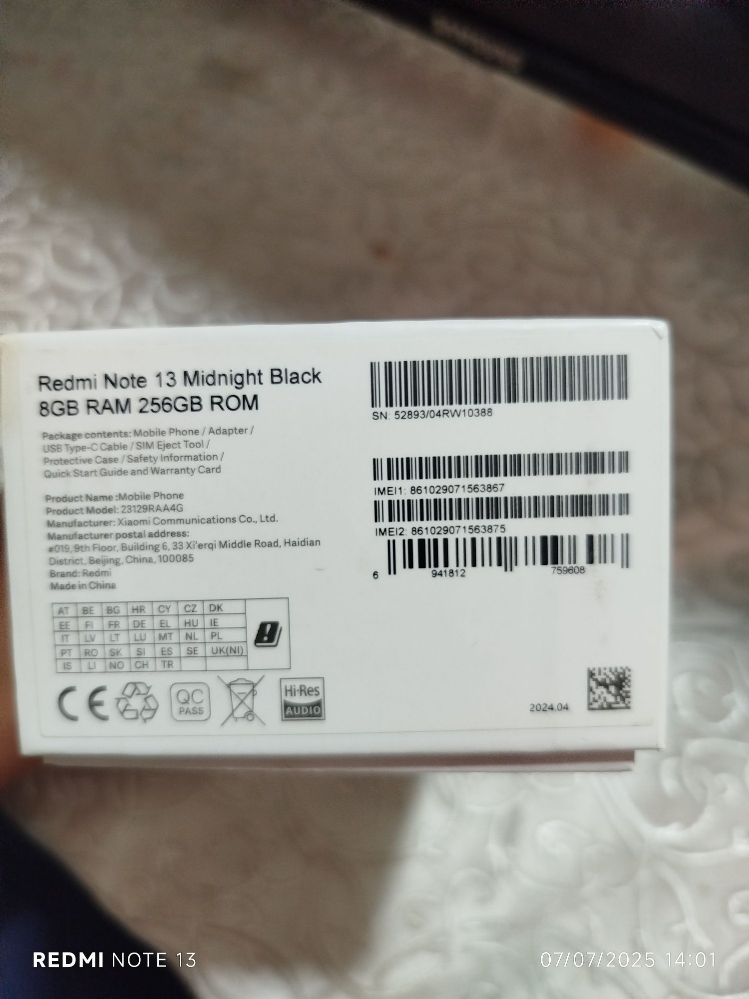 Redmi not 13 Midnight Black