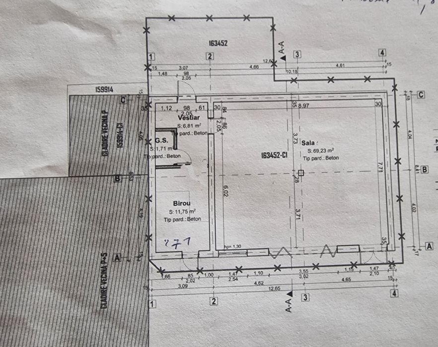 Inchiriez spațiu depozitare hala 90 mp 630E+tva utili Borsului nr 15