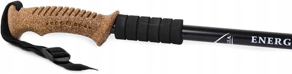 Baston trekking aluminiu maner din pluta si sistem anti-soc 64-135 cm