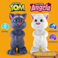 Говорещ ТОМ бял и сив интерактивна говореща котка my talking tom