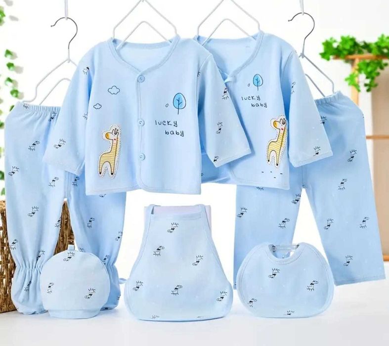 Haine pentru nou-nascuți, 0-3 luni, set 7 piese, bumbac 100%
