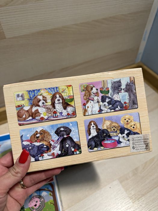 Set 7 puzzle, din lemn si carton