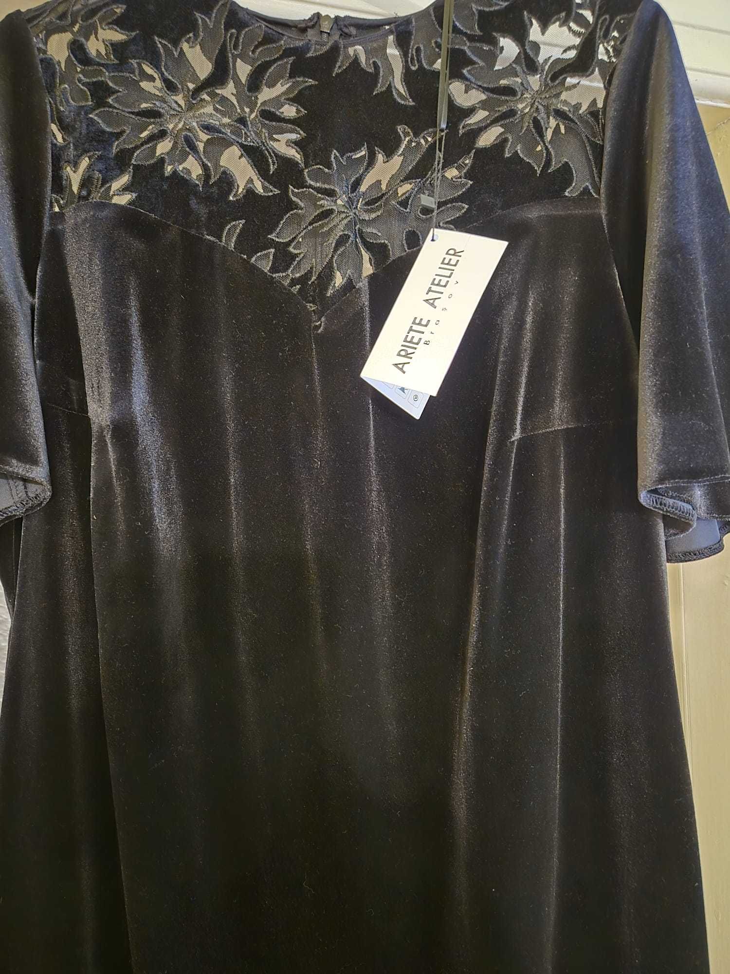 Rochie din catifea neagră, nouă, cu etichetă, Ariete Atelier