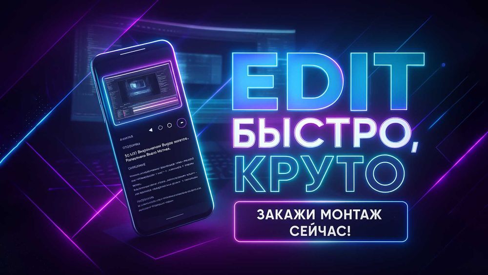 Видеомонтаж От 2000 ₸ для Reels, YouTube и Instagram. Видеомонтажё инс