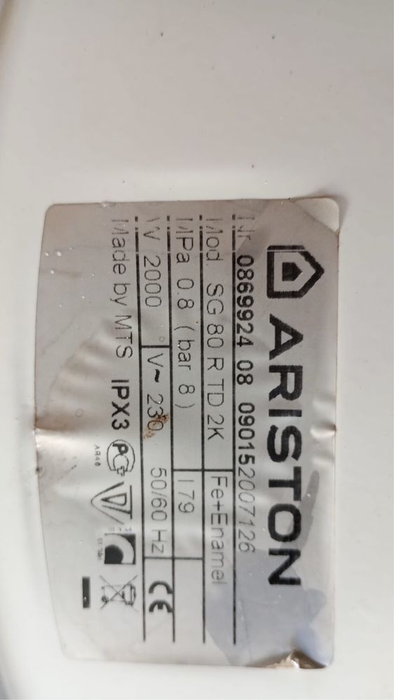 Boiler ARISTON termoelectric 80 litri