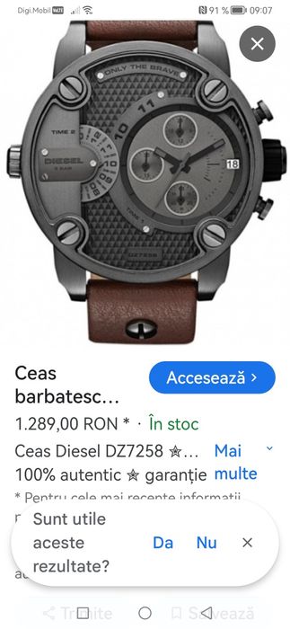 Ceas Diesel Dual Time 52 mm Quartz