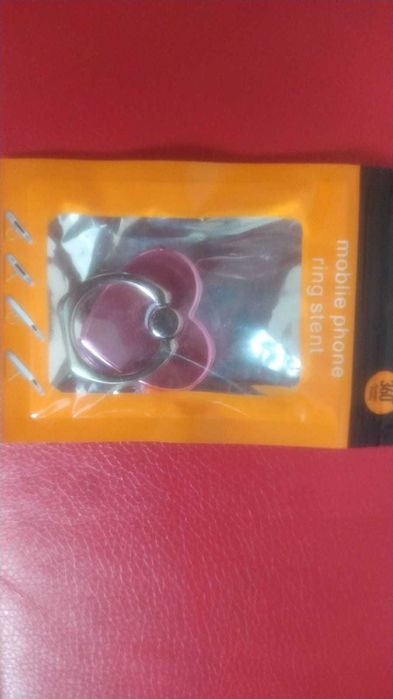 Кольцо-держатель розовый в виде сердца на мобильный телефон