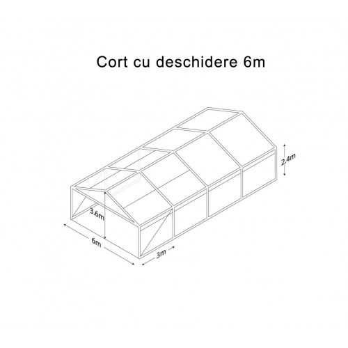 Cort transparent echipat pt evenimente, deschidere 6m, module x3m