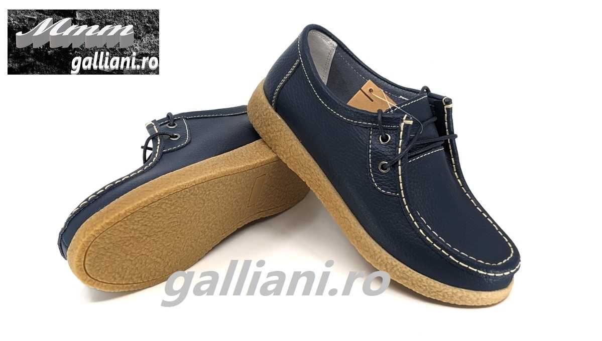 Pantofi casual bleumarin cu siret-dama