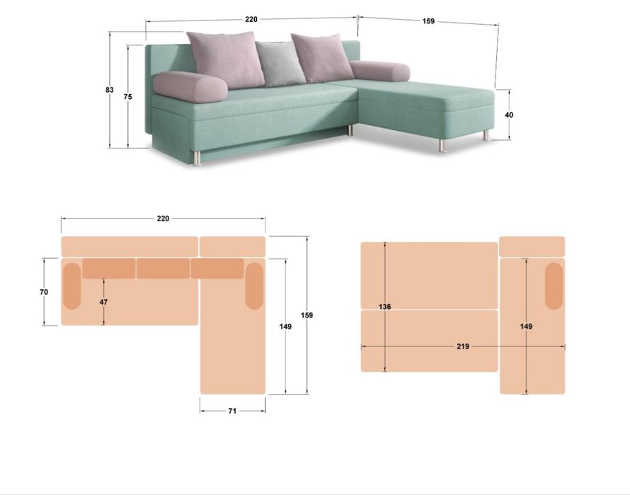 Диван разтегателен с маса