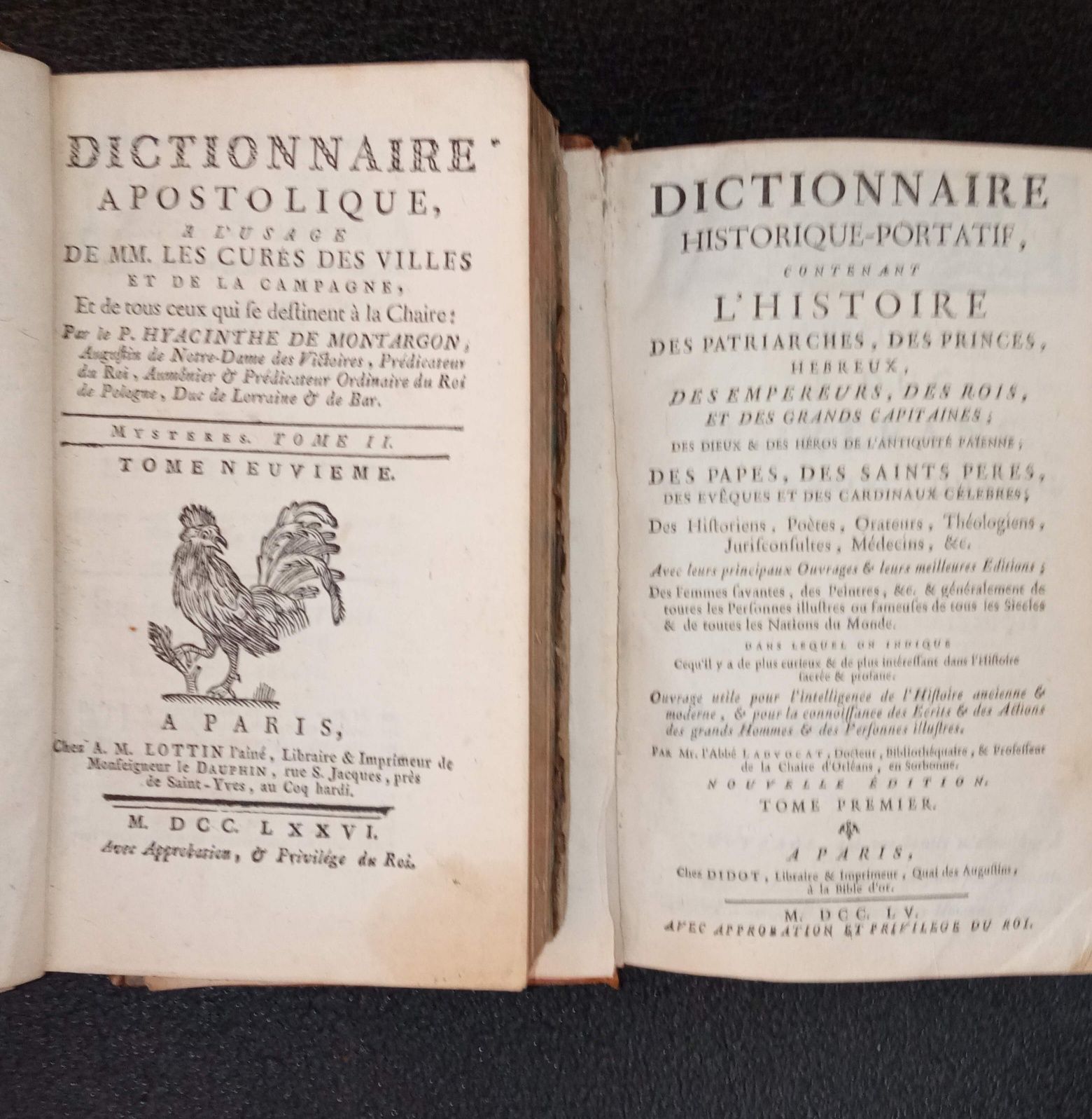 Lot carti vechi secol 18 Dictionnaire Apostolique si Historique legate