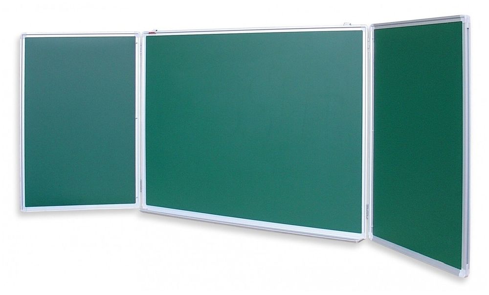 Доска маркерная школьная, трехэлементная, меловая, трехстворчатая