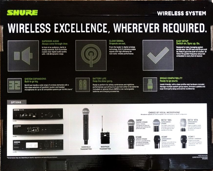 Shure ULXD beta 58A model placă mare.