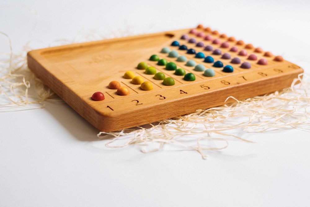 Set Montessori Abacus din lemn pentru numeratie de la 1 la 10
