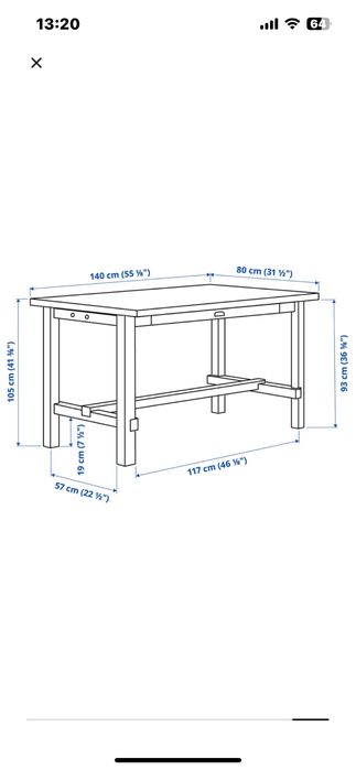 Ikea, mas bar, negru, furnir 140 *80 *105