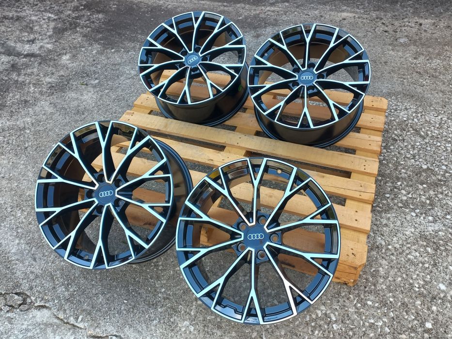 18"Audi S line 5x112 8j et40 A3 A4 A6 Q3 Q5 Black Polish Чисто Нови.
