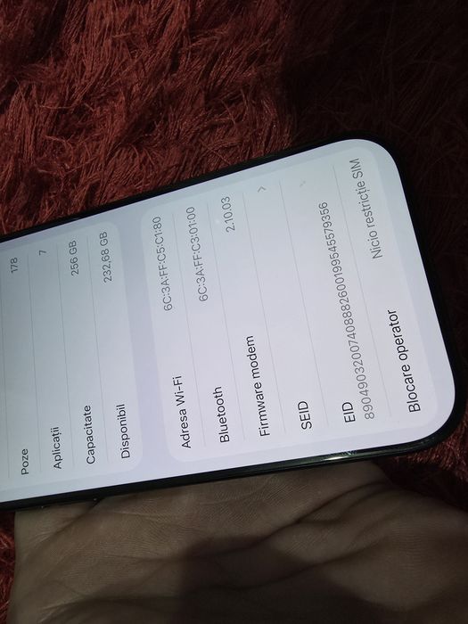 -Iphone 16Pro, 256Gb, 8Ram, Bat: 93%-337 cicluri incarcare, Stare foar