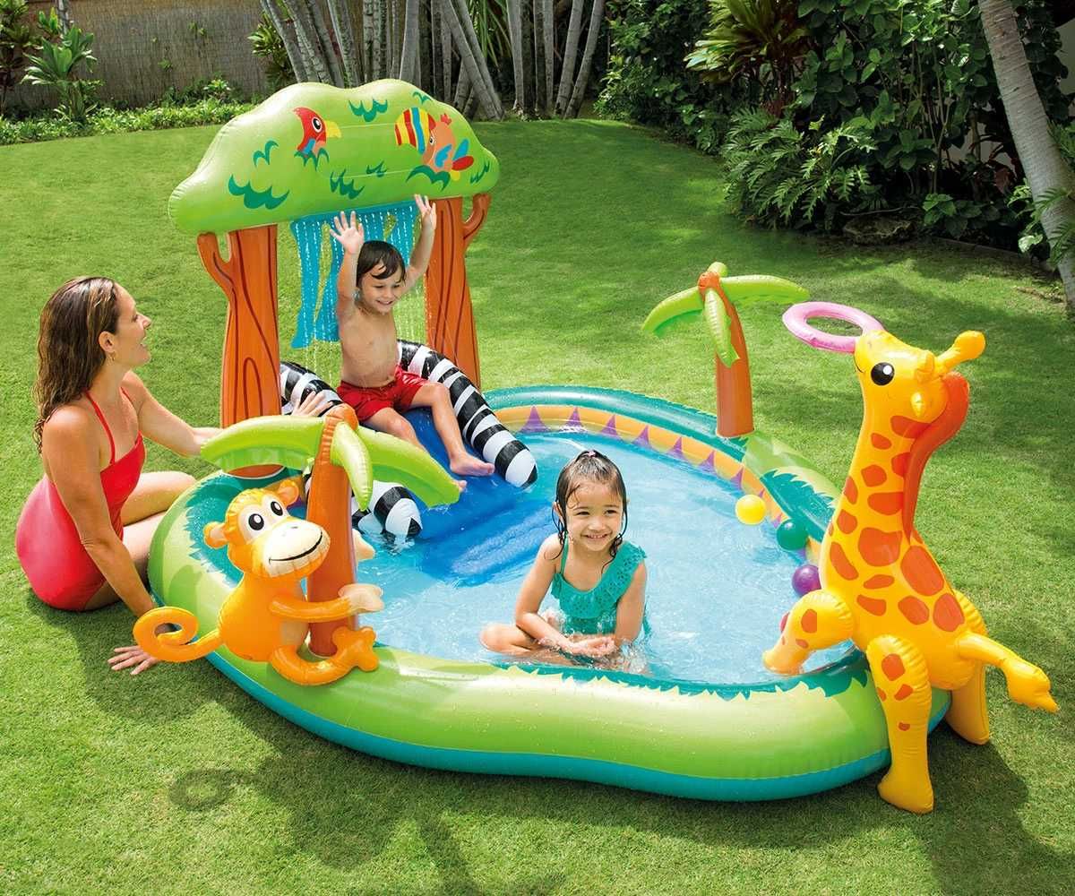 Надуваем център за игра с пързалка INTEX Jungle