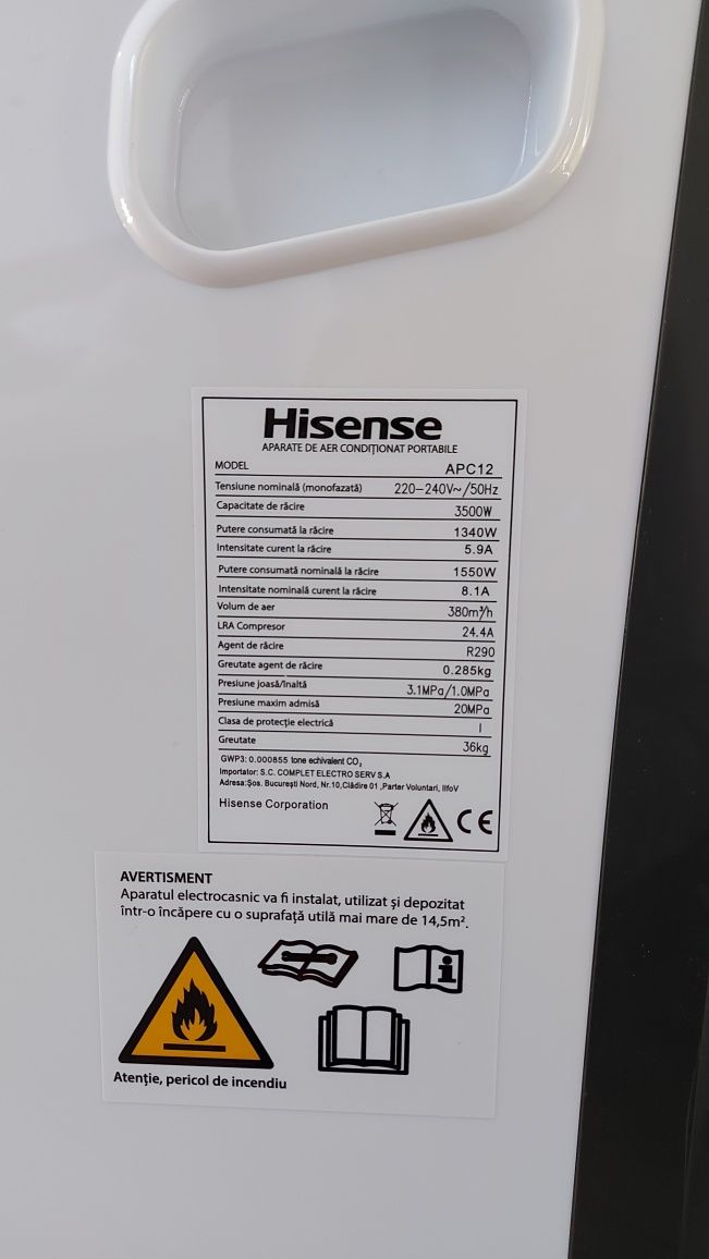 Vând Aparat Aer Condiționat Hisense 12000 BTU