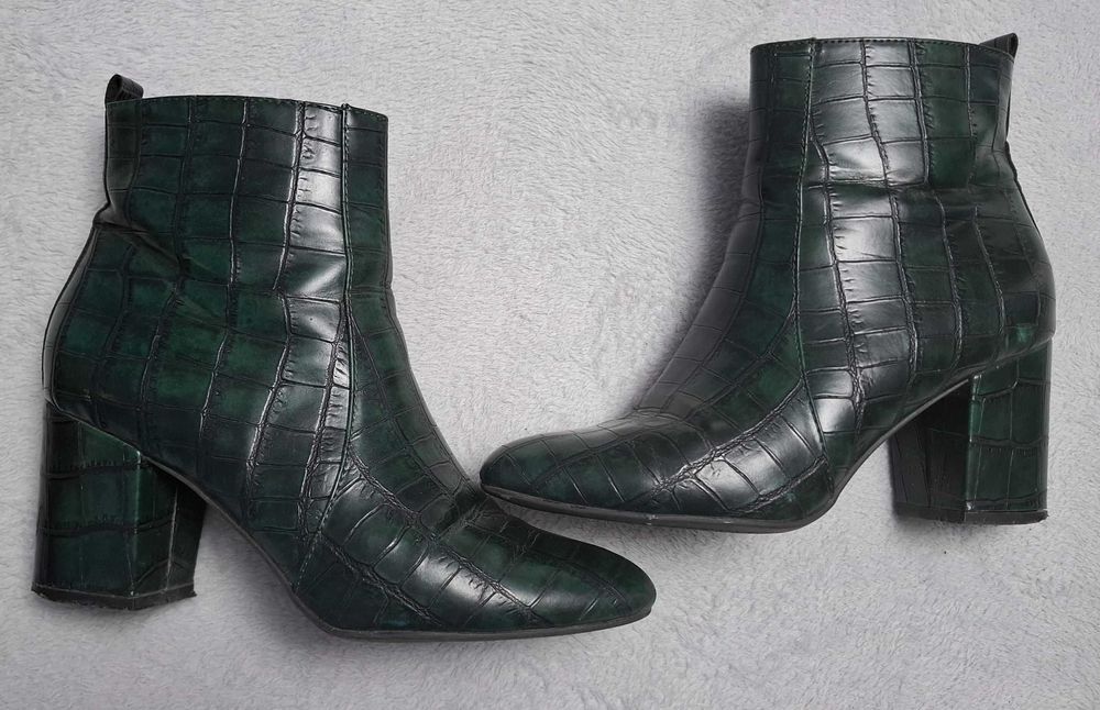 Botine verzi cu toc gros, 40, Graceland