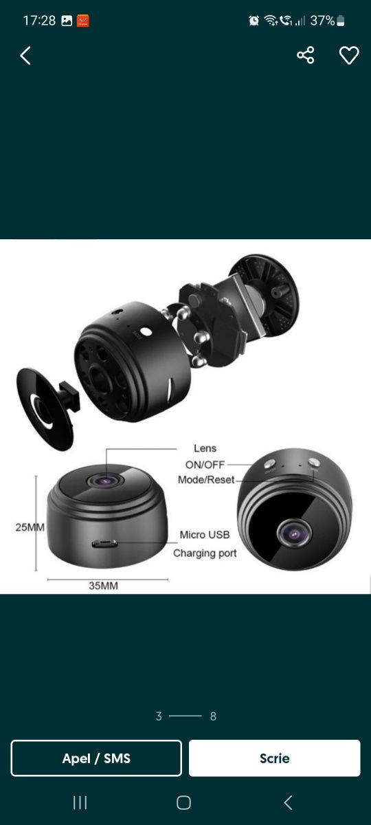 Mini camera video de supraveghere wifi spion senzor de miscare