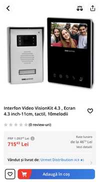 Interfon Video Blyss, Ecran 4.3 inch-11cm, tactil, 10melodii
