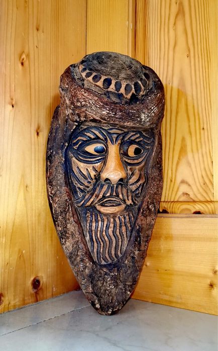 Картина златен Буда панел дървен масив дърворезба уникат голям 45х37х4