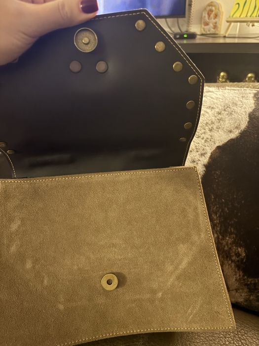 Чанта от велур в кафяво