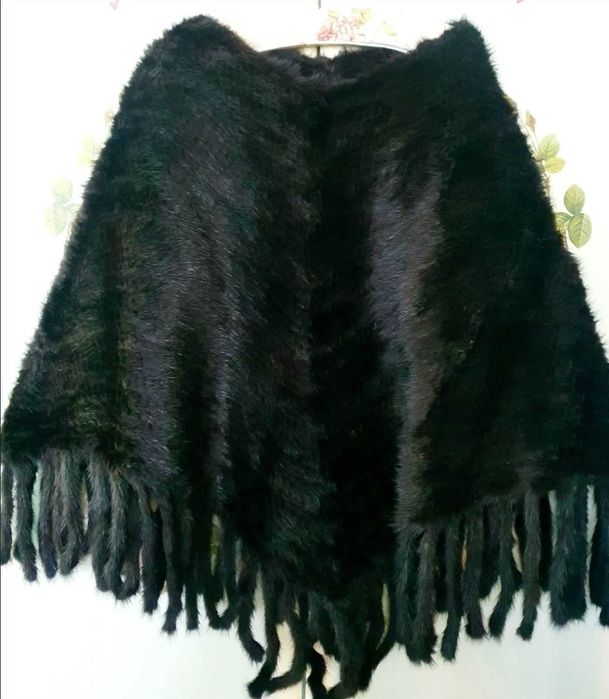 Пончо от естествен косъм на норка