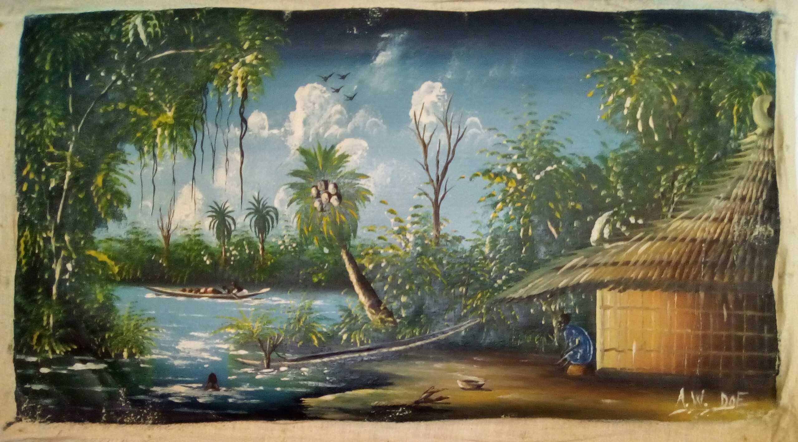 A.W.DOE / Africa -tablou/pictura in ulei,unicat facut de mana/handmade