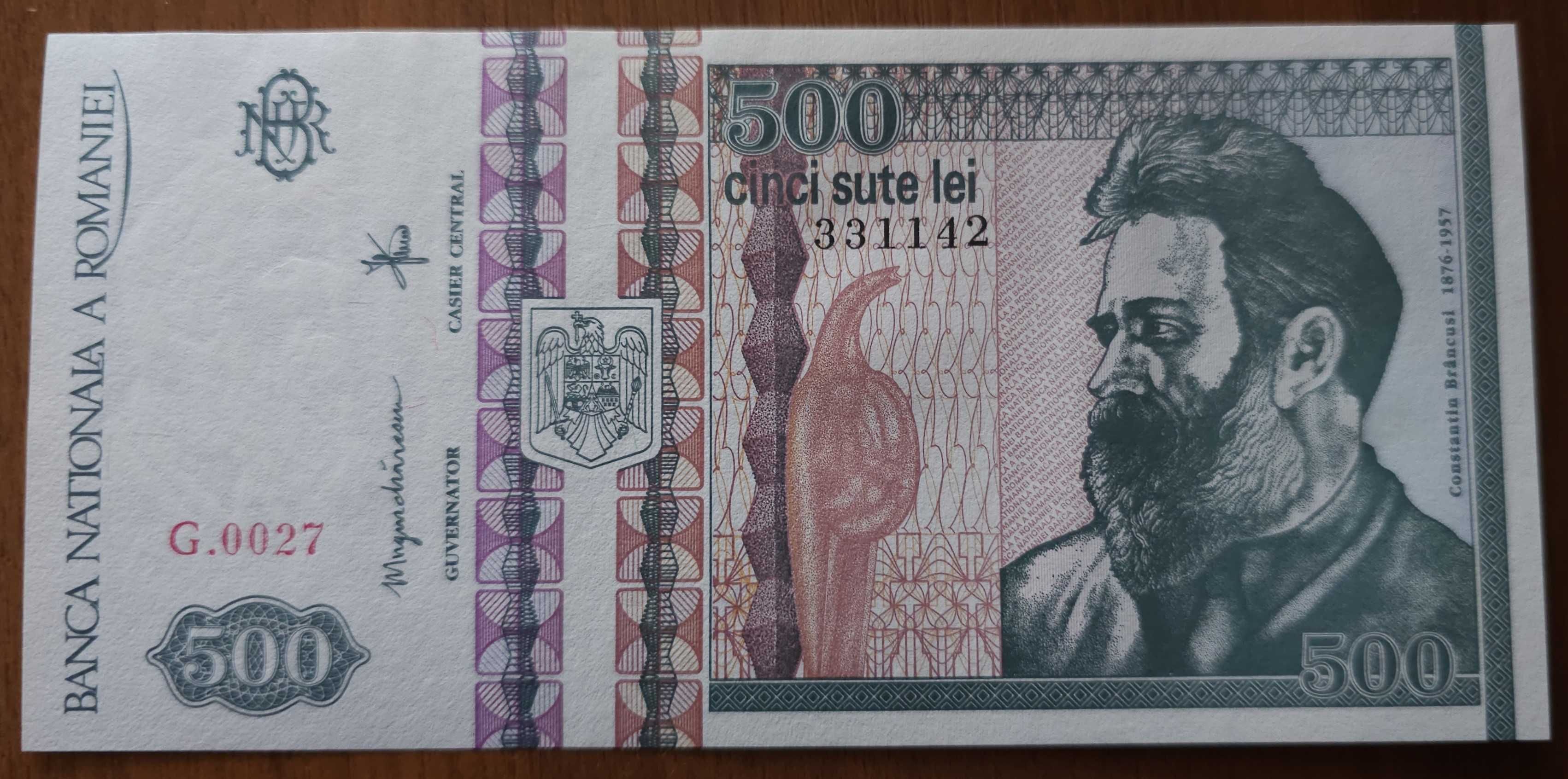 500 lei 1992, România, filigran lateral, aUNC