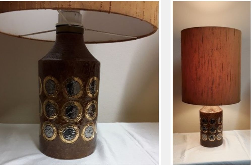 Винтидж чифт настолна лампа,керамична Италия Bitossi