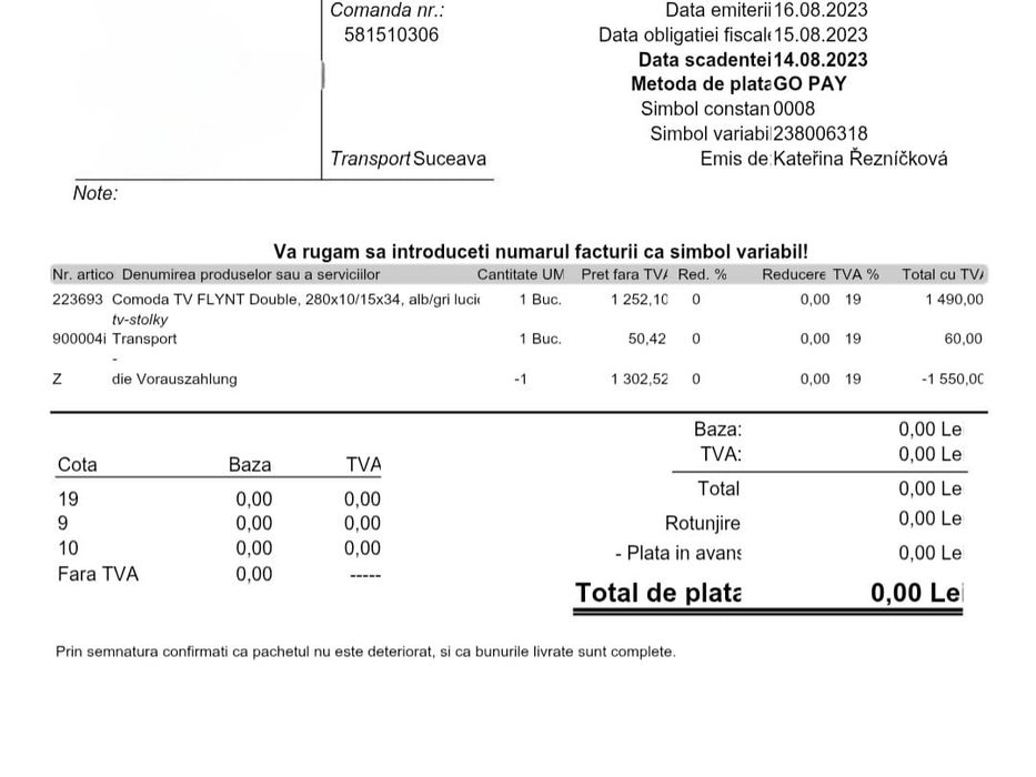 Mobilă living  Comoda TV FLYNT Double, 280x10/15x34, alb/gri lucios