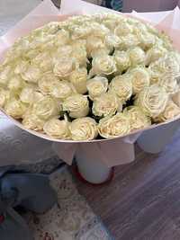 Срочно сегодня супер цены Роза 101 шт метровая белая всего 30 000тг.