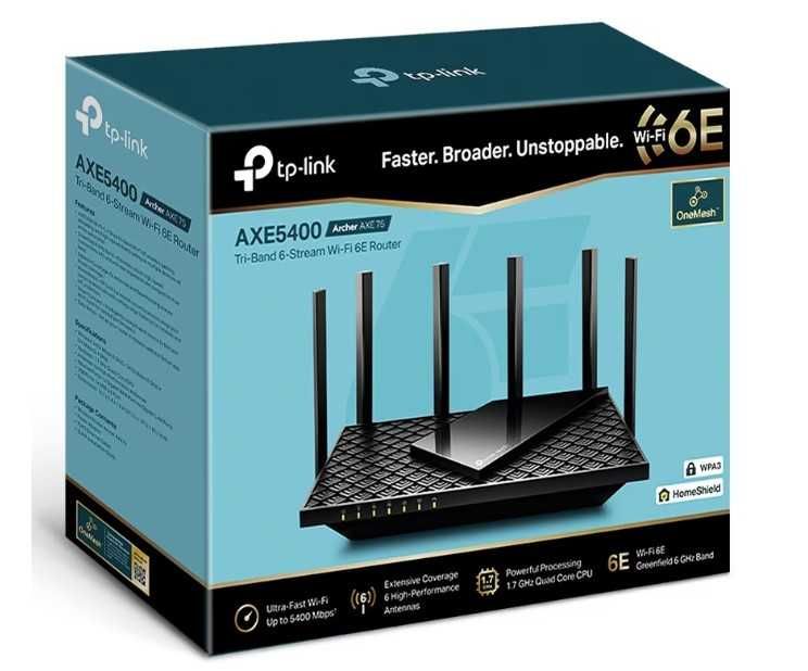 Router Wireless TP-Link Archer AXE75, AX5400, Wi-Fi 6E, Tri-Band