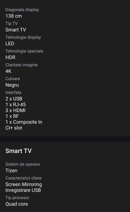 Tv Samsung curbat 139cm