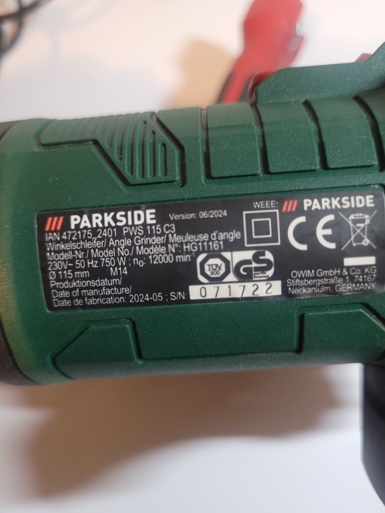Ъглошлайф Parkside PWS 115 C3